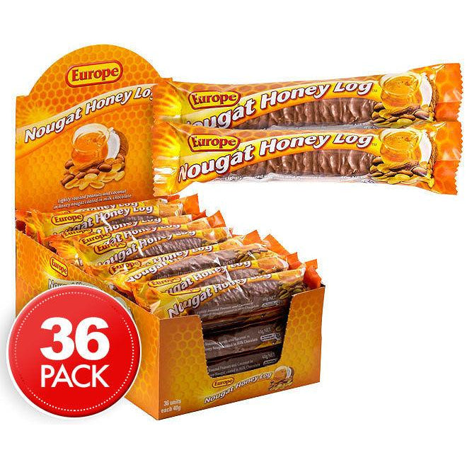 Europe Raspberry Nougat Log Nougat Honey Log Europe 40G X 36 – Paloma Nuts & Confectionery